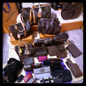 Louis Vuitton and Gucci handbags and SLGs